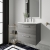 Nuie Arno Wall Hung 2-Drawer Vanity Unit with Basin-4 600mm Wide - Anthracite Woodgrain