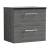 Nuie Arno Wall Hung 2-Drawer Vanity Unit with Sparkling Black Worktop 600mm Wide - Anthracite Woodgrain