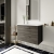 Nuie Arno Wall Hung 2-Drawer Vanity Unit with Sparkling White Worktop 800mm Wide - Anthracite Woodgrain