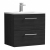 Nuie Arno Wall Hung 2-Drawer Vanity Unit with Basin-4 600mm Wide - Black Woodgrain