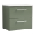 Nuie Arno Wall Hung 2-Drawer Vanity Unit with Sparkling White Worktop 600mm Wide - Satin Green