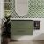 Nuie Arno Wall Hung 2-Drawer Vanity Unit with Sparkling Black Worktop 800mm Wide - Satin Green