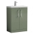 Nuie Arno Compact Floor Standing 2-Door Vanity Unit with Polymarble Basin 600mm Wide - Satin Green