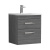 Nuie Athena Wall Hung 2-Drawer Vanity Unit with Basin-4 500mm Wide - Anthracite Woodgrain