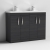 Nuie Athena Floor Standing 4-Door Vanity Unit with Double Basin 1200mm Wide - Charcoal Black Woodgrain