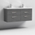 Nuie Athena Wall Hung 4-Drawer Vanity Unit with Double Ceramic Basin 1200mm Wide - Anthracite Woodgrain