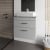 Nuie Athena Wall Hung 2-Drawer Vanity Unit with Grey Worktop 600mm Wide - Anthracite Woodgrain