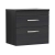 Nuie Athena Wall Hung 2-Drawer Vanity Unit with Sparkling Black Worktop 600mm Wide - Charcoal Black Woodgrain