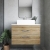 Nuie Athena Wall Hung 2-Drawer Vanity Unit with Sparkling White Worktop 800mm Wide - Anthracite Woodgrain