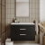 Nuie Athena Wall Hung 2-Drawer Vanity Unit with Sparkling White Worktop 800mm Wide - Charcoal Black Woodgrain