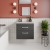 Nuie Athena Wall Hung 2-Drawer Vanity Unit with Sparkling White Worktop 600mm Wide - Gloss Grey