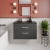 Nuie Athena Wall Hung 2-Drawer Vanity Unit with Sparkling Black Worktop 800mm Wide - Gloss Grey