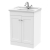 Nuie Classique Floor Standing 2-Door Vanity Unit with Traditional Basin 600mm Wide Satin White - 1 Tap Hole