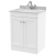 Nuie Classique Floor Standing 2-Door Vanity Unit with 1TH Grey Marble Top Basin 600mm Wide - Satin White