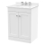 Nuie Classique Floor Standing 2-Door Vanity Unit with 3TH White Round Marble Top Basin 600mm Wide - Satin White