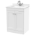 Nuie Classique Floor Standing 2-Door Vanity Unit with 1TH White Square Marble Top Basin 600mm Wide - Satin White