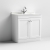 Nuie Classique Floor Standing 2-Door Vanity Unit with 1TH White Square Marble Top Basin 800mm Wide - Satin White