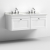 Nuie Classique Wall Hung 2-Drawer Vanity Unit with 3TH White Round Marble Top Basin 1200mm Wide - Satin White