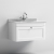 Nuie Classique Wall Hung 1-Drawer Vanity Unit with 1TH Grey Marble Top Basin 800mm Wide - Satin White