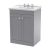 Nuie Classique Floor Standing 2-Door Vanity Unit with Traditional Basin 600mm Wide Satin Grey - 3 Tap Hole