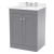 Nuie Classique Floor Standing 2-Door Vanity Unit with 3TH White Round Marble Top Basin 600mm Wide - Satin Grey