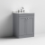 Nuie Classique Floor Standing 2-Door Vanity Unit with 3TH White Round Marble Top Basin 600mm Wide - Satin Grey