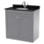 Nuie Classique Floor Standing 2-Door Vanity Unit with 1TH Black Marble Top Basin 800mm Wide - Satin Grey