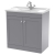 Nuie Classique Floor Standing 2-Door Vanity Unit with Traditional Basin 800mm Wide Satin Grey - 1 Tap Hole