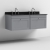 Nuie Classique Wall Hung 2-Drawer Vanity Unit with 3TH Black Marble Top Basin 1200mm Wide - Satin Grey