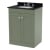 Nuie Classique Floor Standing 2-Door Vanity Unit with 3TH Black Marble Top Basin 600mm Wide - Satin Green