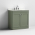 Nuie Classique Floor Standing 2-Door Vanity Unit with 3TH White Round Marble Top Basin 800mm Wide - Satin Green