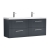 Nuie Deco Wall Hung 4-Drawer Vanity Unit with Double Ceramic Basin 1200mm Wide - Satin Anthracite