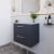 Nuie Deco Wall Hung 2-Drawer Vanity Unit with Bellato Grey Worktop 600mm Wide - Satin Anthracite