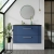 Nuie Deco Wall Hung 2-Drawer Vanity Unit with Sparkling Black Worktop 800mm Wide - Satin Blue