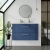 Nuie Deco Wall Hung 2-Drawer Vanity Unit with Sparkling White Worktop 800mm Wide - Satin Blue