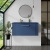 Nuie Deco Wall Hung 1-Drawer Vanity Unit with Worktop 800mm Wide - Satin Blue