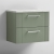 Nuie Deco Wall Hung 2-Drawer Vanity Unit with Bellato Grey Worktop 600mm Wide - Satin Green