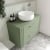 Nuie Deco Wall Hung 2-Drawer Vanity Unit with Worktop 600mm Wide - Satin Green