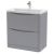 Nuie Lunar Floor Standing 2-Drawer Vanity Unit with Ceramic Basin 800mm Wide - Satin Grey