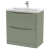 Nuie Lunar Floor Standing 2-Drawer Vanity Unit with Ceramic Basin 800mm Wide - Satin Green