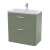 Nuie Parade Floor Standing 2-Drawer Vanity Unit with Ceramic Basin 800mm Wide - Satin Green