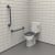Nymas NymaPRO Rimless Close Coupled Toilet Doc M Pack White - Dark Grey Grab Rails