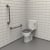 Nymas NymaPRO Rimless Close Coupled Toilet Doc M Pack White - Gray Grab Rails