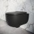 Orbit Riviera Round Rimless Wall Hung Toilet Pan with Soft Close Seat - Matte Black