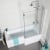 Prestige Elite L-Shaped Shower Bath with Front Panel and Hinged Screen