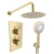 Prestige Ottone Thermostatic Concealed Shower Valve with Overhead Drencher and Sliding Handset - Brushed Brass