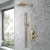 Purity Edge Brushed Brass Dual Concealed Shower Set with Fixed Head and Handset