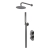 Purity Loop Brushed Pewter Dual Concealed Shower Set with Fixed Head and Handset