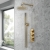 Purity Loop Brushed Brass Triple Concealed Shower Set with Fixed Head and Handset