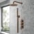 Purity Loop Brushed Bronze Triple Concealed Shower Set with Fixed Head and Handset